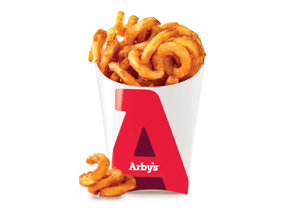Arby’s 独特的卷曲薯条，表面积更大，裹满香料调味，口感丰富，每口都充满风味。