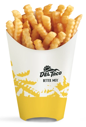 Del Taco 的波浪形薯条，金黄香脆，调味适中，口感蓬松，深受食客喜爱。