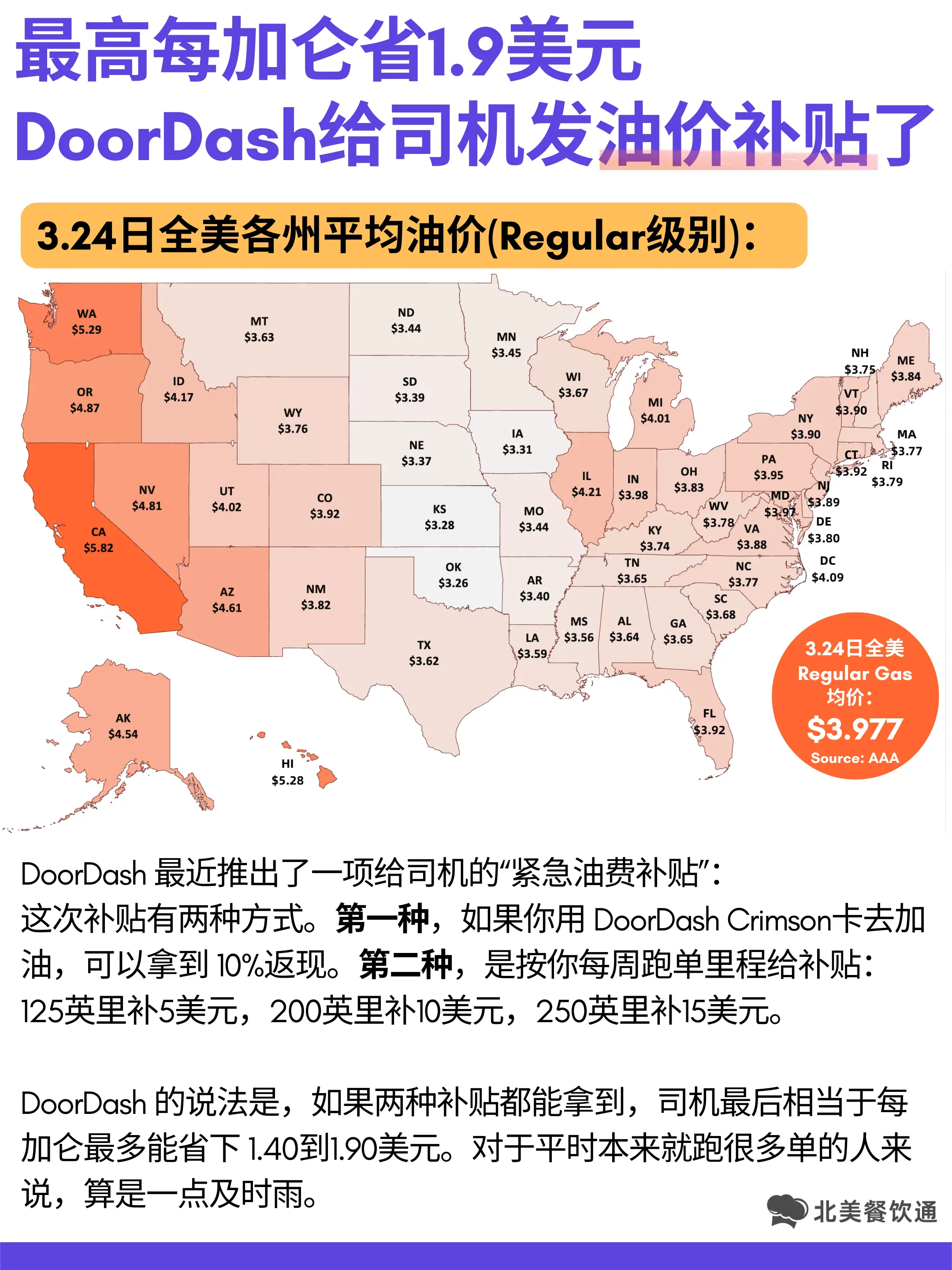 美国DoorDash油价补贴 美国DoorDash油价补贴