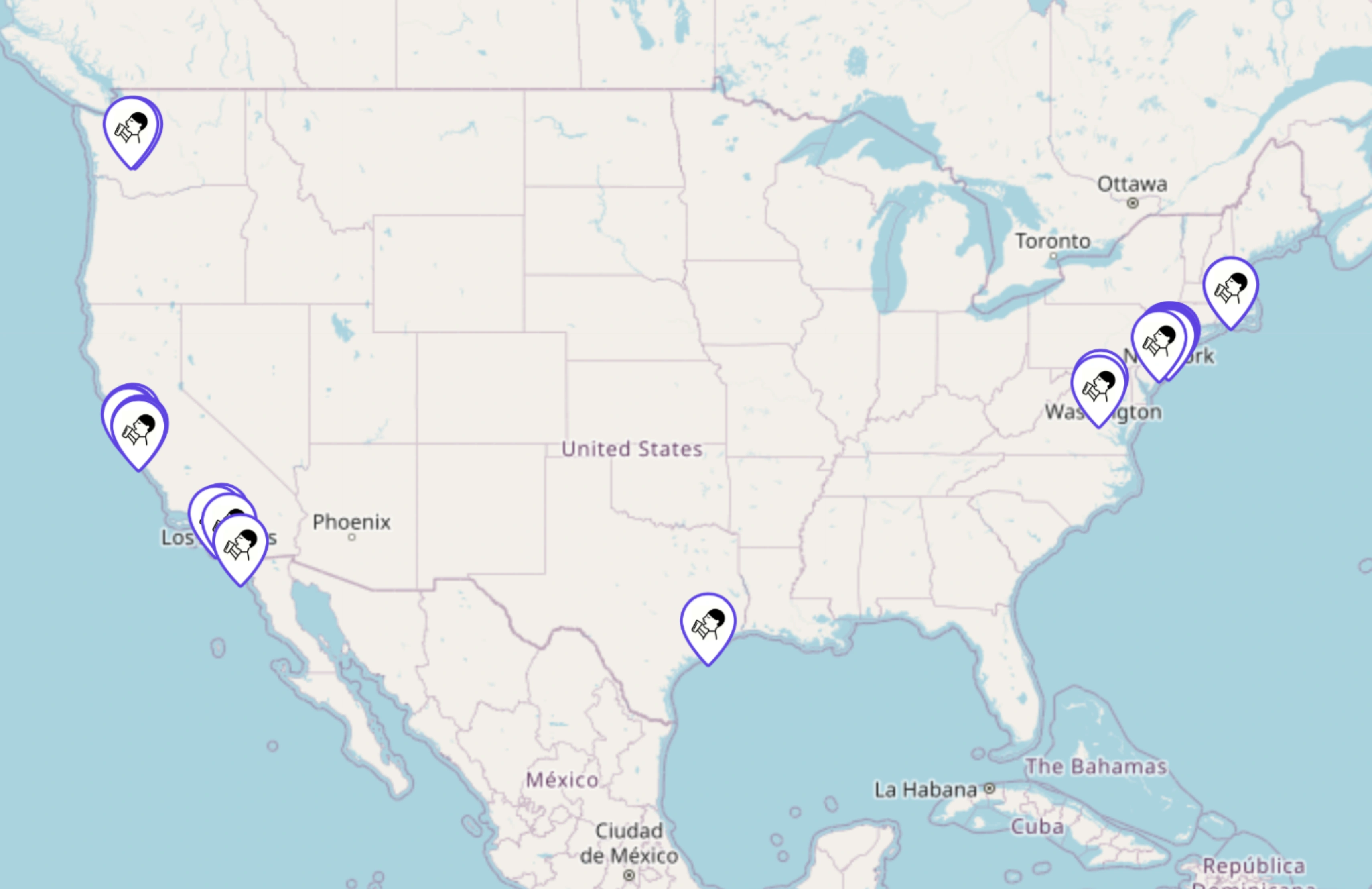 喜茶美国分布图 喜茶美国分布图